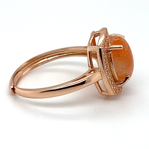 Sunstone 1.90ct Rose Gold Finish Solid 925 Sterling Silver Ring - Picture 4 of 6